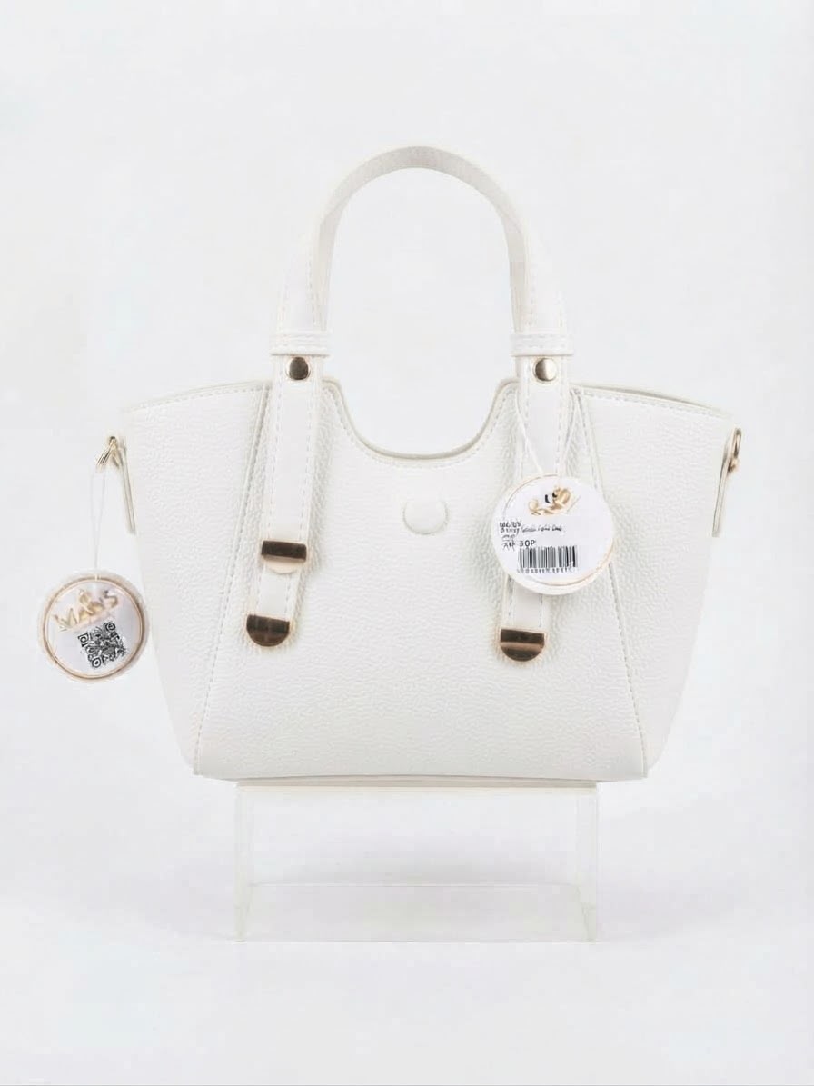 beige hand bag
